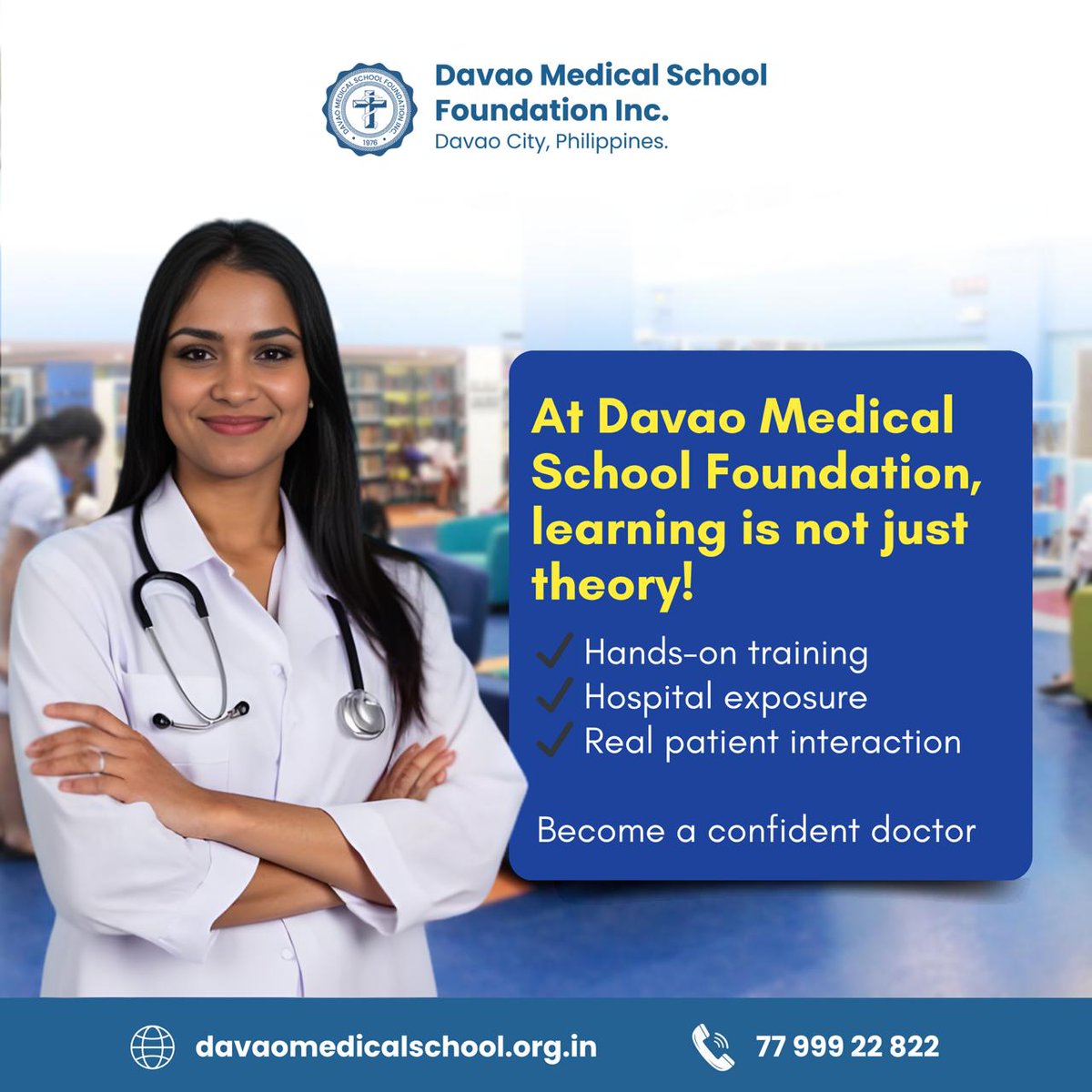 davaomedic1157's tweet image. Medicine is learned best by doing 🩺
Hands-on training ✔️
Hospital exposure ✔️
Real patient interaction ✔️
Start your MBBS journey today!
📞 77 999 22 822
🌐 davaomedicalschool.org.in

#MBBSAbroad #FutureDoctor #MedicalEducation