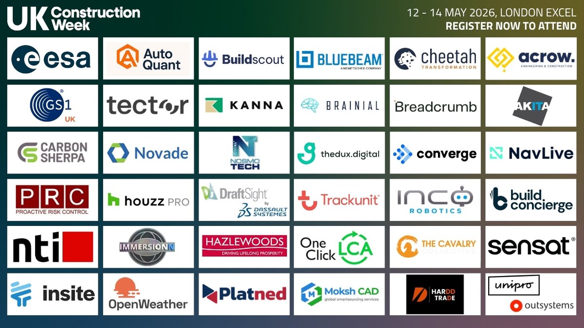 UK_CW's tweet image. Exhibitor Spotlight: ConTech &amp;amp; AI 

Looking to stay ahead in construction?

From AI-powered solutions to cutting-edge tech, this is where the future of the built environment comes to life at UK Construction Week!

🎟️ Register: zurl.co/Qu2xR 

#ConTech #AI