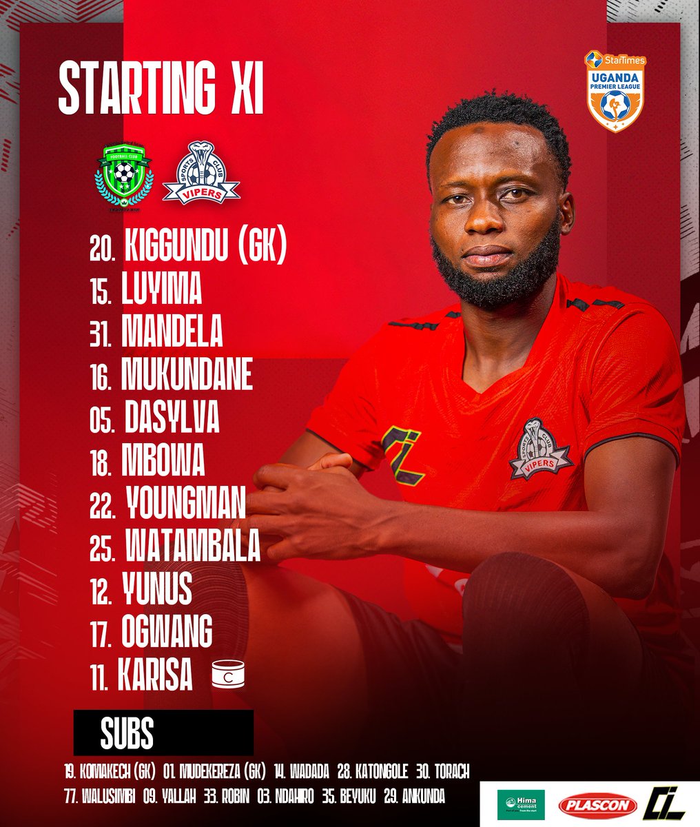 VipersSC's tweet image. The XI to face Buhimba United Saints FC. 📋🔴

#BUHVIP || #VenomsUpdates || #OneTeamOneDream ||