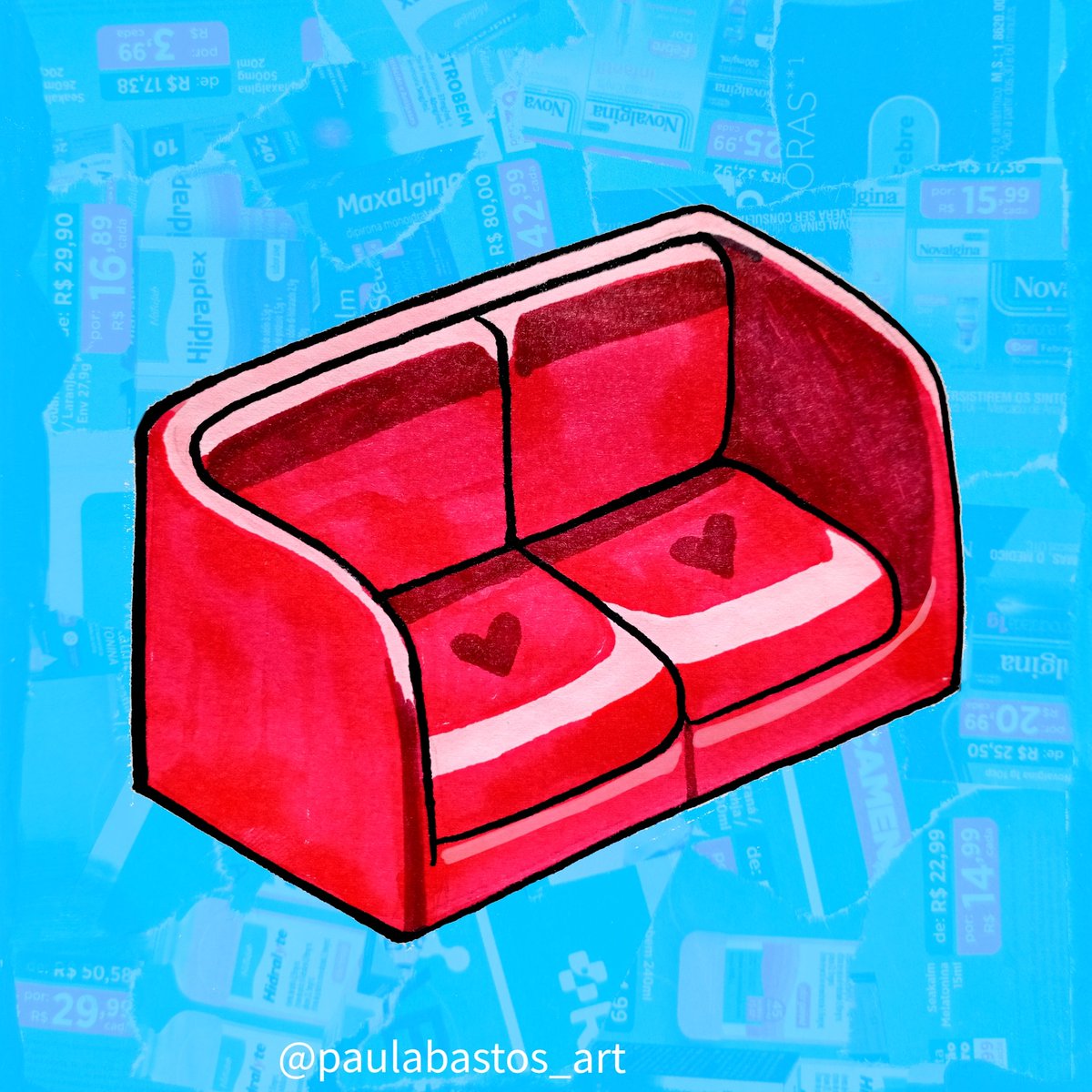 Desenhei o sofazinho valentines day do <a href="/Habbo/">Habbo</a> ❤️ 
 marcadores touch