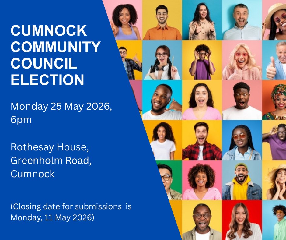 EastAyrshire's tweet image. Cumnock Community Council election is approaching! #Cumnock Community Council is on the lookout for members to help shape their community.
🗓️ Deadline for nominations: Monday 11 May 2026.

To  learn more, visit: orlo.uk/aSa2f #CommunityEngagement