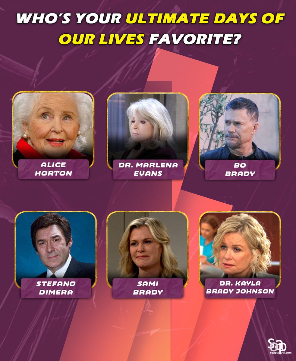 soapcentral's tweet image. Round 5 🥊 

Who’s your all-time favorite Days of Our Lives character? 👀 

From iconic legends to unforgettable villains — drop your pick below 👇💬

#DaysOfOurLives #DAYS #DOOL