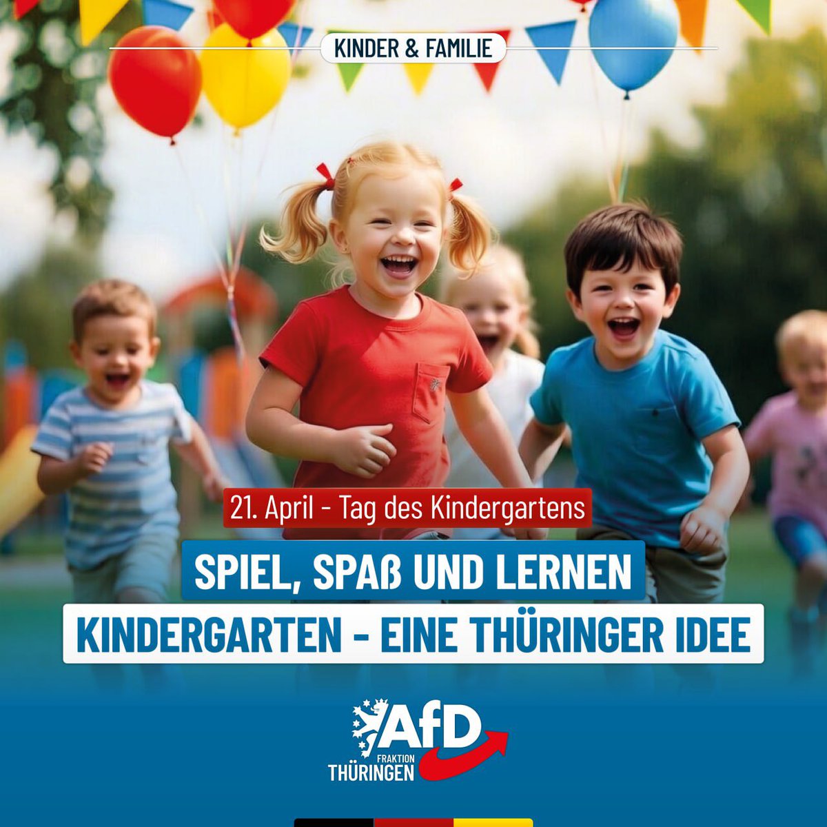 AfD_ThL's tweet image. Die Idee stammt vom Thüringer Friedrich Fröbel: der #Kindergarten. 
Er ist ein Ort für Spiel, Entwicklung und kindgerechtes Lernen.
Doch heute gerät dieser Anspruch oft aus dem Blick. Zwischen Personalmangel und fragwürdigen pädagogischen Trends droht der Kindergarten zur bloßen
