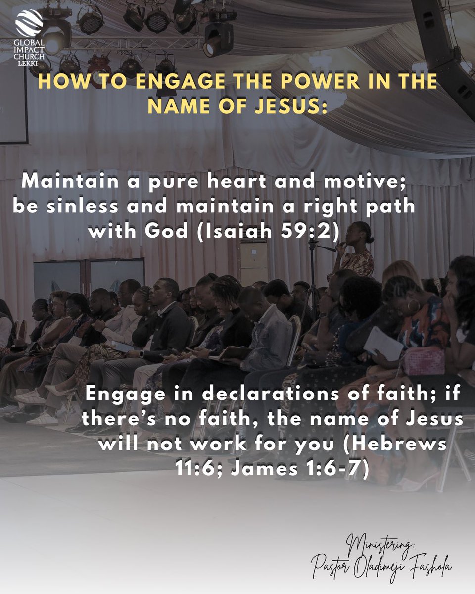 What happens when you truly engage the Name of Jesus? 

Authority. Access. Victory.

This is the power we have in Him.

#encountersundays #giclekki #globalimpactng #victoryinchrist #sundayserivice