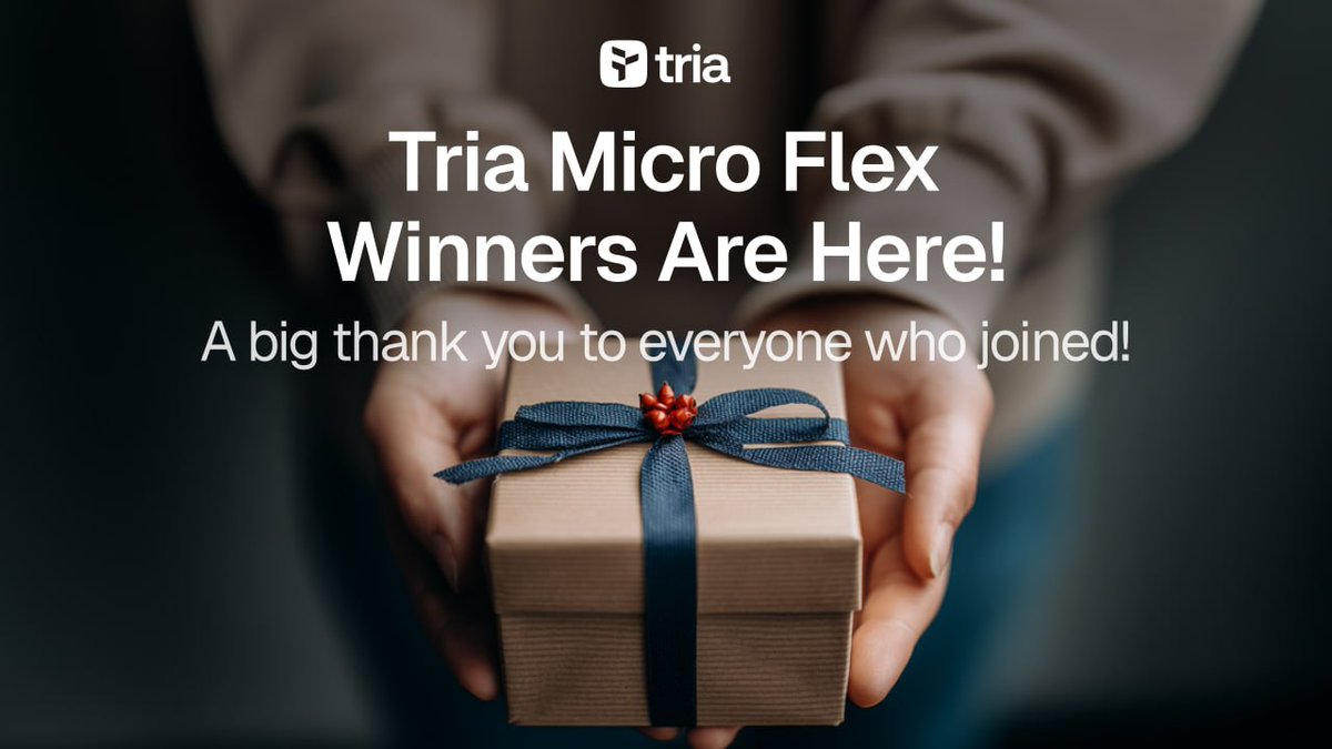 triajapan's tweet photo. 「Tria Micro Flex」キャンペーンが終了
当選者の皆様、おめでとうございます！

またご参加いただいたすべての方に感謝申し上げます ☀️
オンチェーンマネーが実際の支払いに使われる様子を見ることは、我々が開発を続ける原動力です。

また今後の取り組みにもご注目ください...
今回の当選者は以下をご確認ください 👇