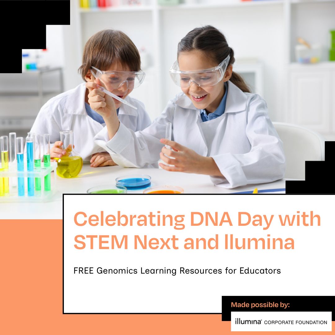 DelawareASN's tweet photo. Afterschool programs: get ready to celebrate DNA Day!
STEM Next and Illumina are offering free resources to help youth explore genomics and the careers it powers. Join the free webinar on April 16 and access activities, learning journeys, and more.
https://t.co/FbOgSdGC85 https://t.co/tuWSjLwbHd