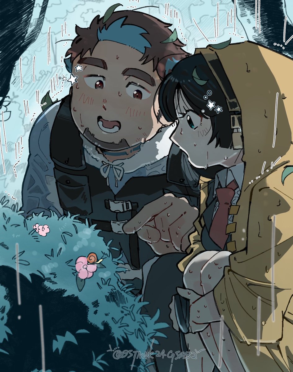 雨の日のさんぽ(ユーマ+主2)
#放サモファンアート