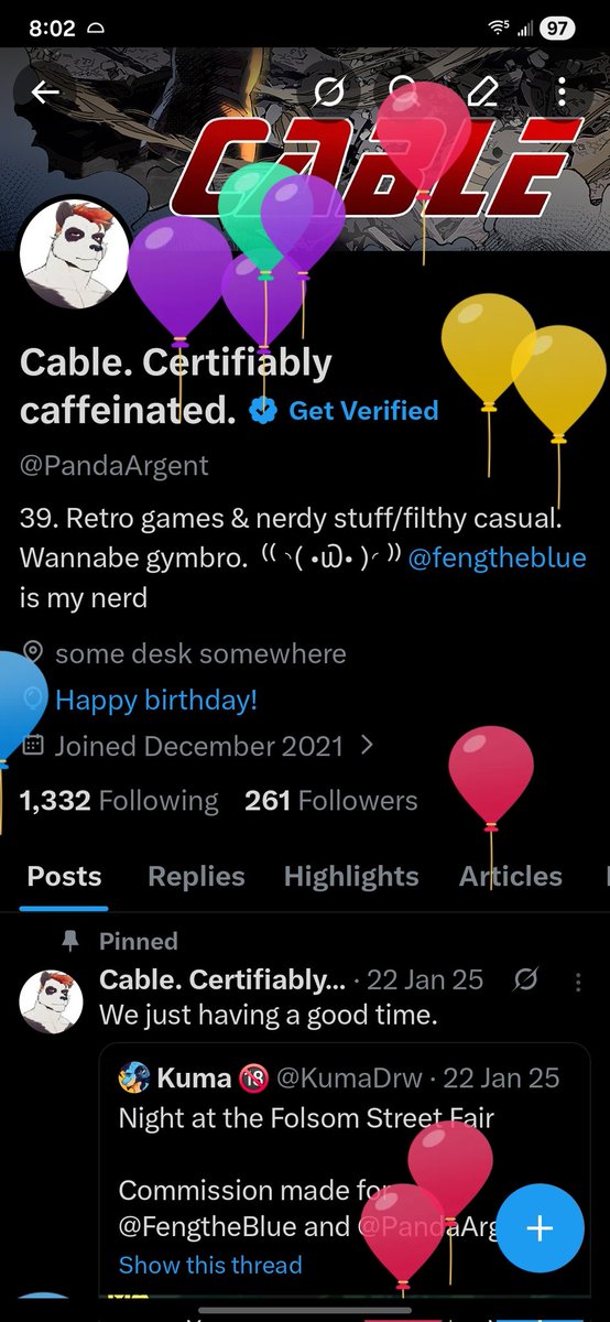 Cable. Certifiably caffeinated. tweet media