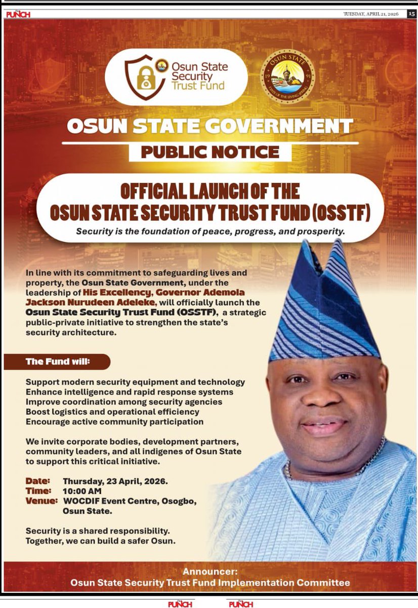 Osun State Security Trust Fund tweet media