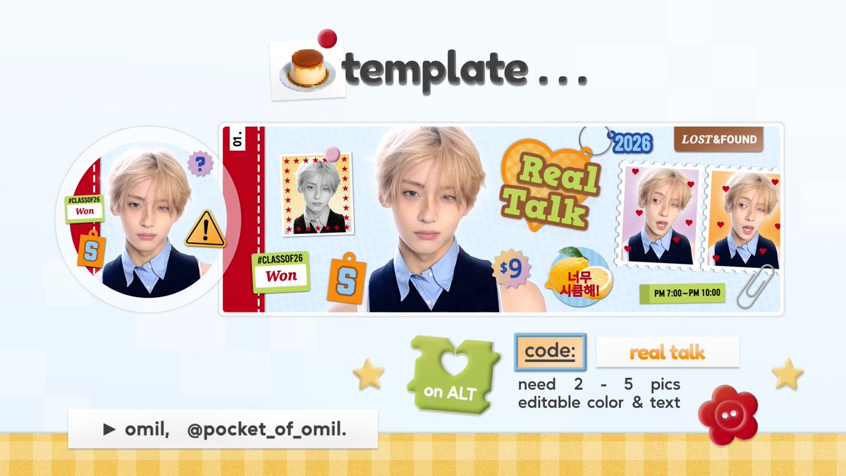 pocket_of_omil's tweet photo. 🍀⭐   RT will be cherished

ellooo all... boleh minta bantuannya untuk ospek 2 template layout < REAL TALK &amp; RARE FIND > ini? kalau engga aman, boleh banget untuk ketuk dm aku yaa! 💌

LAYOUT UFS sangwon ald1 - jiwoo h2h https://t.co/15CpCR3gRt