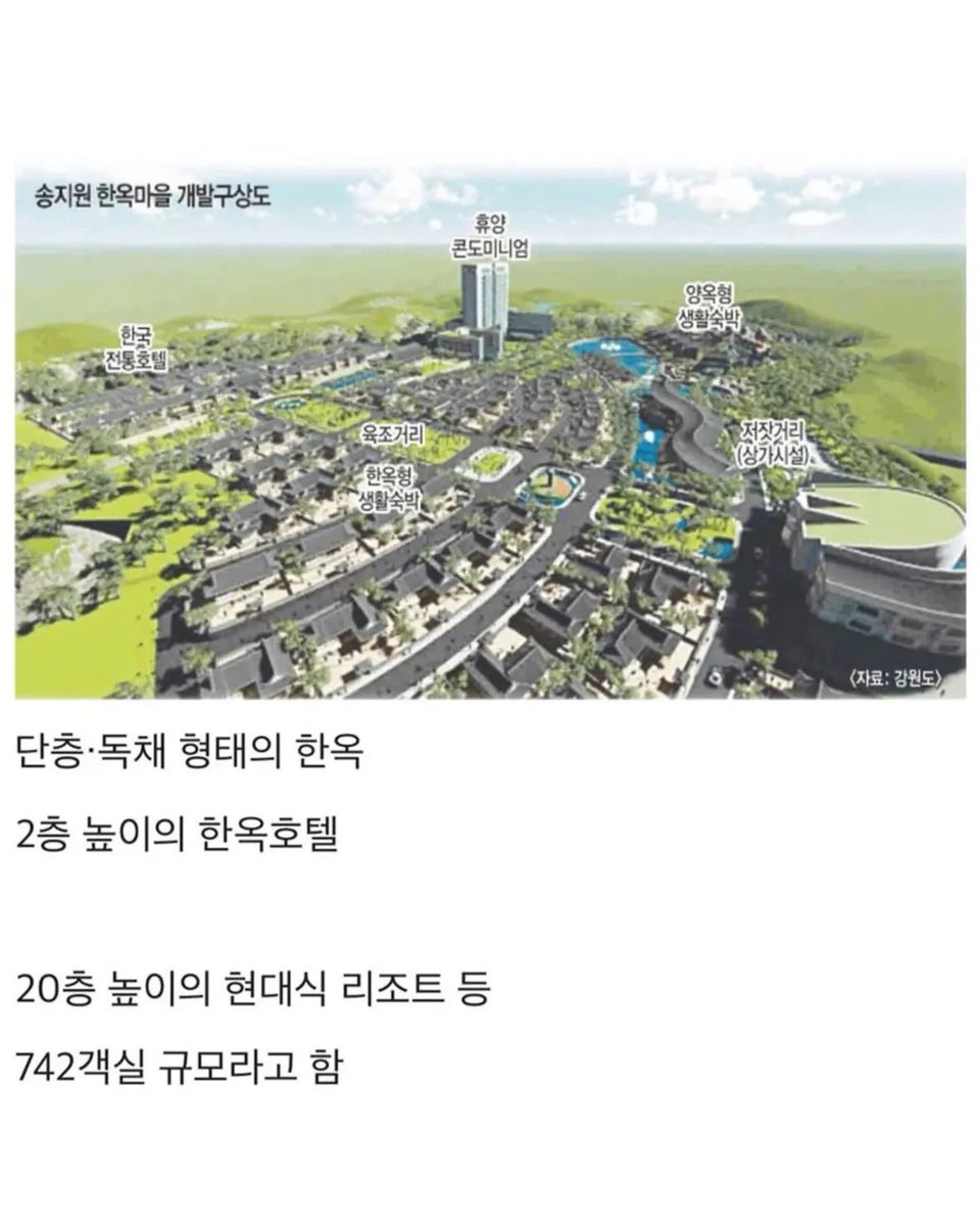 dailyonjeje's tweet photo. 진짜 스케일 미쳤다 !

강원도 고성에
조선시대 한양을 그대로 재현한
한옥마을이 들어선다고 함

축구장 32배의 규모
거의 하나의 도시급

한옥 숙박단지에
20층 리조트까지 같이 들어옴 

특히 조선시대 상가시설 '저잣거리'도
그대로 재현 예정

조선시대 체험 쌉가능이겠다
완전 기대 !👍 https://t.co/xGq257z2l6