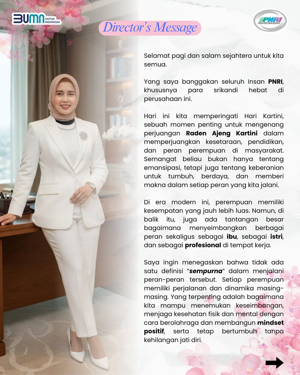 perumpnri's tweet photo. Hari ini kita mengenang semangat juang R.A. Kartini yang tak pernah padam oleh waktu.  mari kita terus melanjutkan perjuangan Kartini dengan berkarya, berinovasi, dan membuka peluang seluas-luasnya bagi perempuan untuk maju dan berdaya.
#HariKartini #PerumPNRI #KartiniMasaKini https://t.co/0NiXVJppeQ