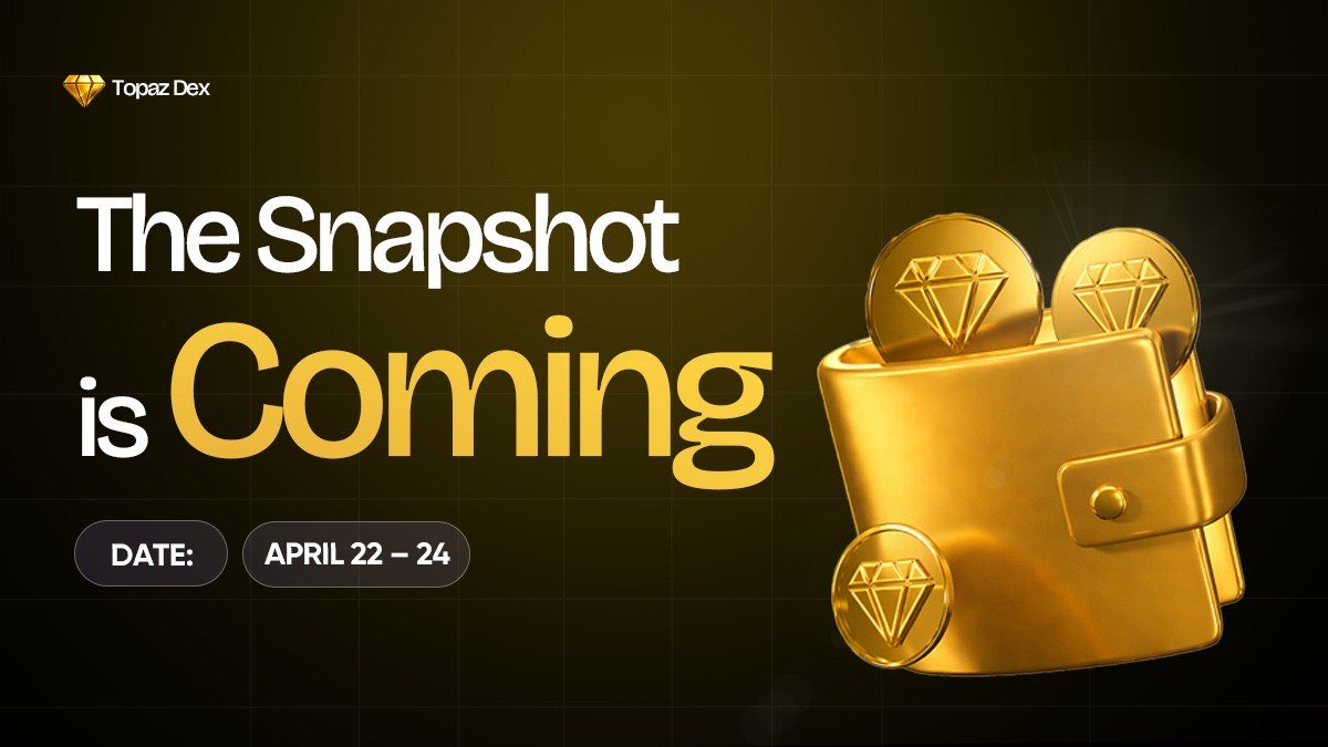 Snapshot window for the Topaz airdrop opens tomorrow April 22–24.

gBLUE, DEPTH, and DEPTH SOUL are all eligible.

Position accordingly.