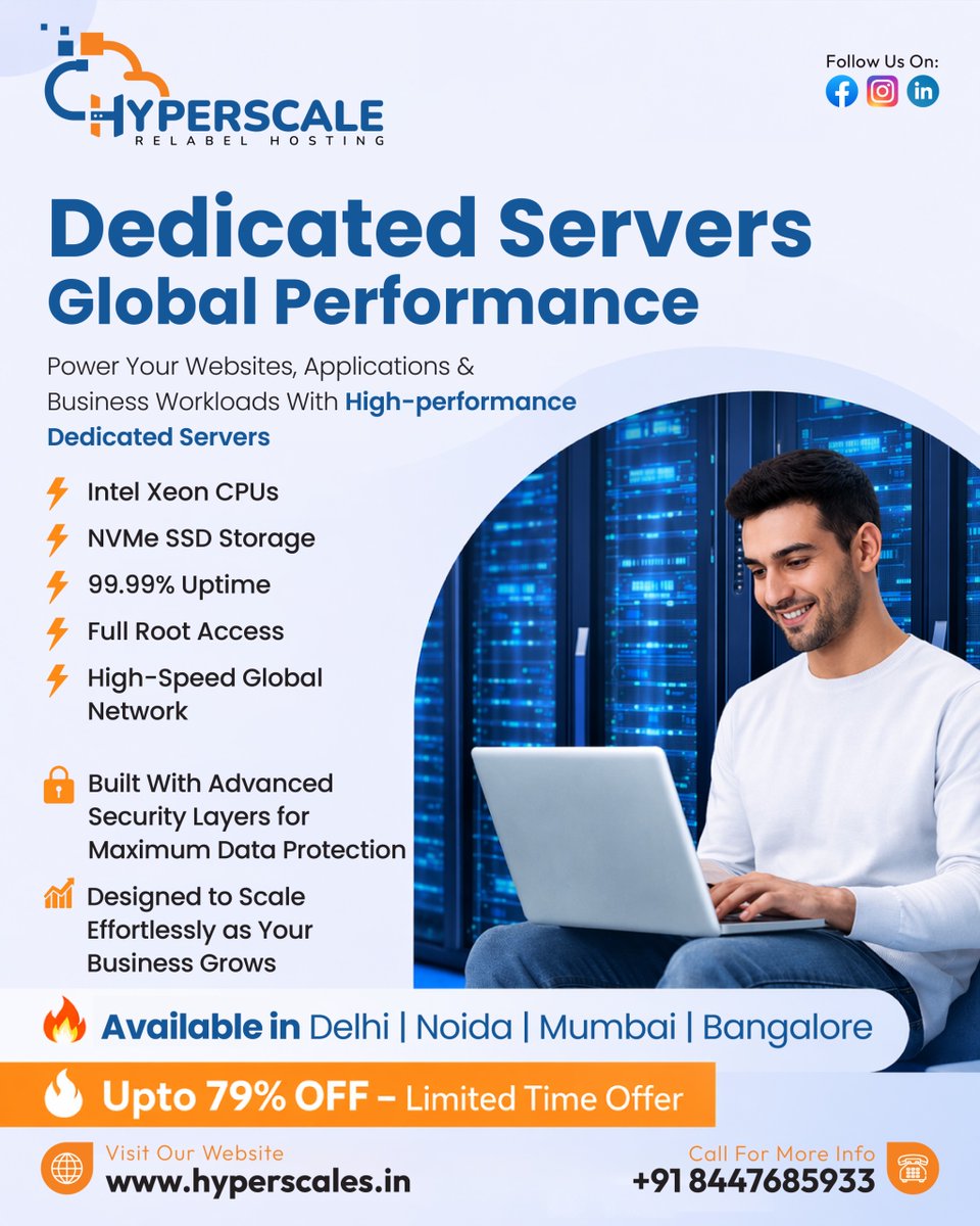 ScaleHyper14707's tweet image. 💻 Dedicated Servers – Global Performance

🔒 Built with advanced security layers for maximum data protection.

📈 Designed to scale effortlessly as your business grows.

🔥 Available in: Delhi | Noida | Mumbai | Bangalore

hyperscales.in

#DedicatedServers #WebHosting