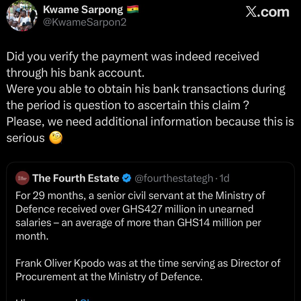 This was my response to them when they shared the news. 
The gentleman should sue the fourth estate. You seek clarity on documents you chance on before defaming people.