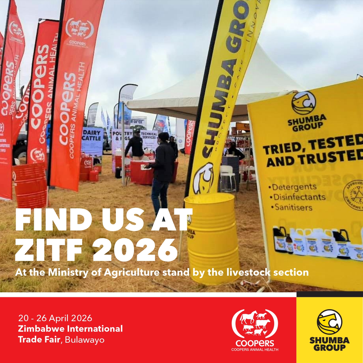 Come through to our ZITF stand for a chat with our experts until 25 April.

Don't miss out on this opportunity to get the latest information, trends and best practices on animal health, grain protection,early disease detection and more!