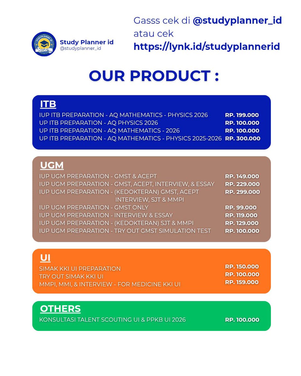 MENTORING PTN-JUAL SOAL IUP UGM/IUP ITB/SIMAK KKI tweet media