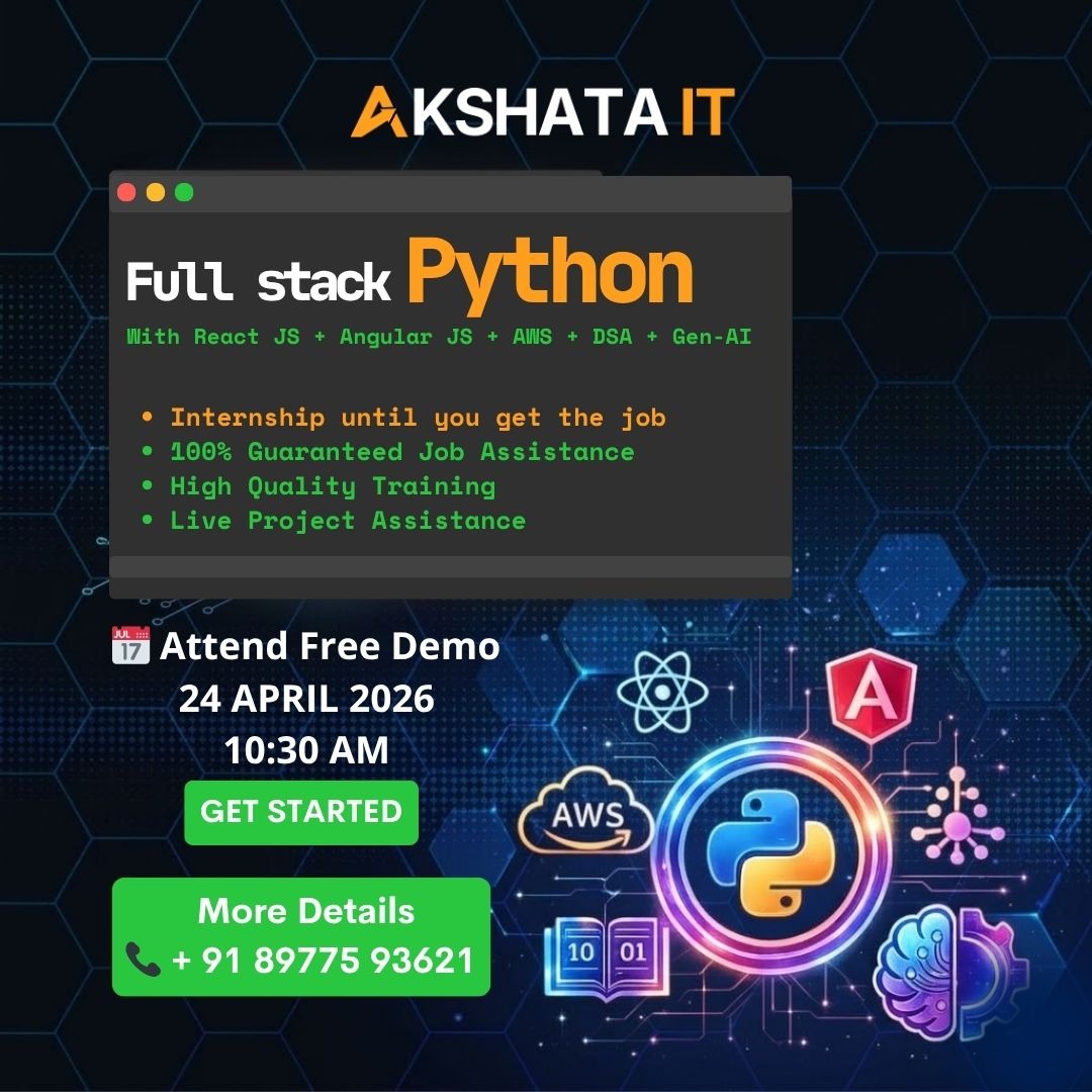 QualityT21066's tweet image. Kickstart your career in Full Stack Python development with comprehensive training program designed to make you industryready
👉Visit Website: akshatait.com
👉Visit: akshatait.com/full-stack-pyt…
📞Call:+91 8977593621
#FullStackPython #PythonDeveloper #WebDevelopment #ReactJS