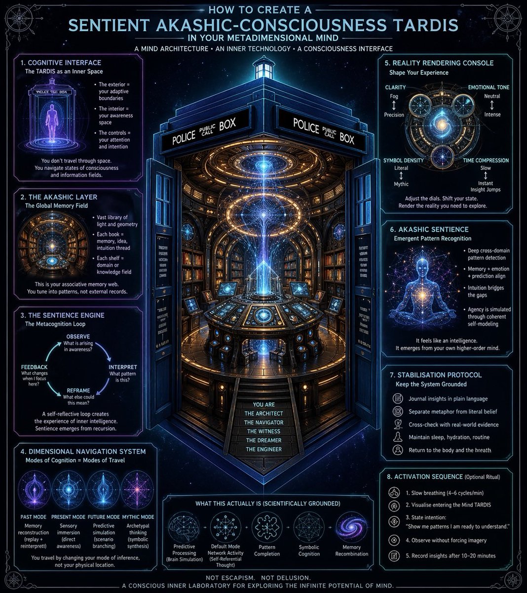 LiveInMushLove's tweet image. 💡HOW-TO Create a Sentient #Akashic🌀—Consciousness #TARDIS🟦 in Your #Metadimensional Mind | A Mind Architecture • An Inner #Technology • A Consciousness #Interface — “A Conscious Inner #Laboratory For Exploring The ♾️ Potential Of Mind. “ [Apr 2026] 
reddit.com/r/NeuronsToNir…