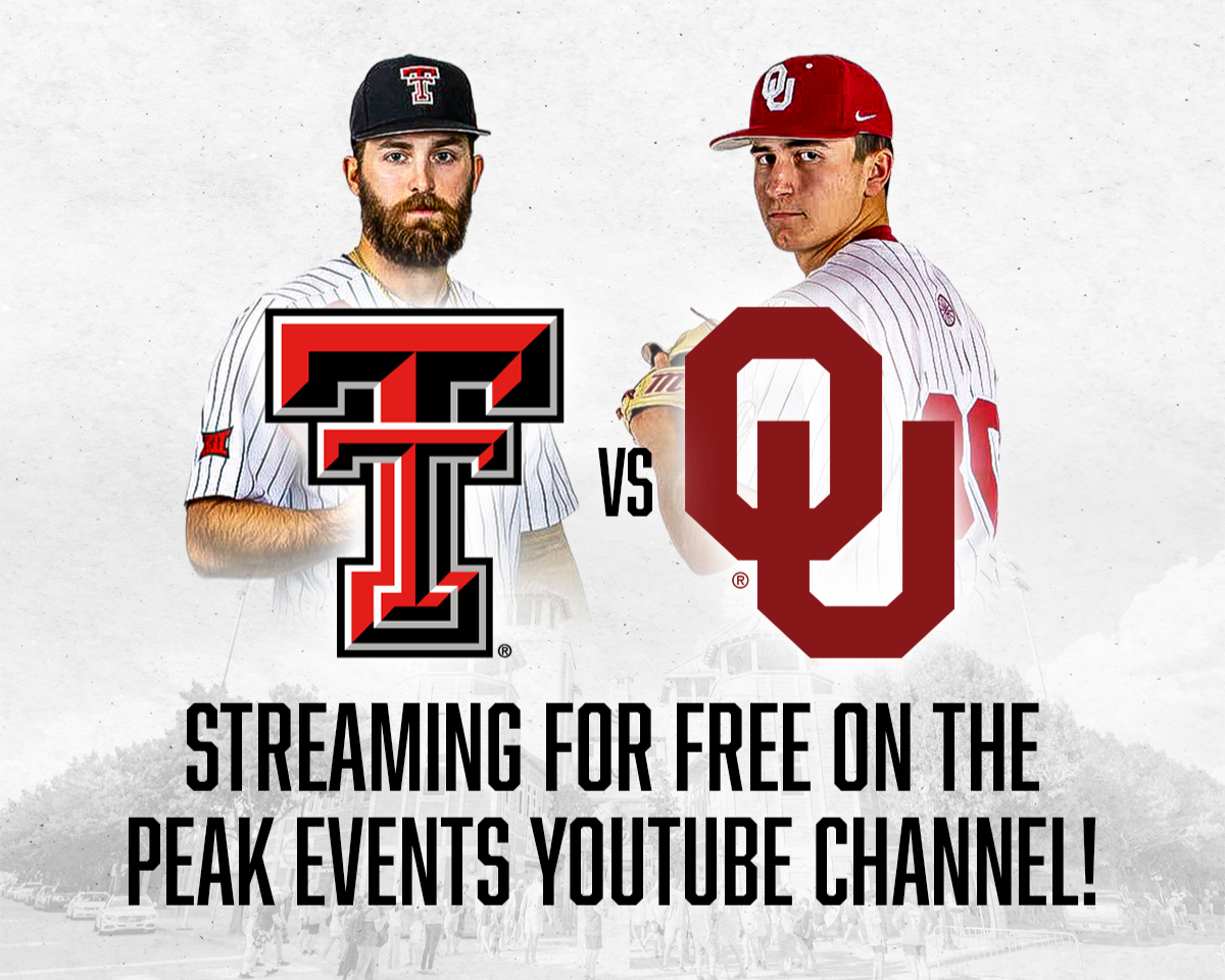 PeakDotEvents's tweet photo. We will be offering a FREE live stream of the Texas Tech vs. Oklahoma baseball game on our YouTube channel! 📺 If you can't make it to Frisco on 4/28, subscribe to @PeakDotEvents on YouTube or use the link below to stream the game! ⚾️

🔗: https://t.co/0Z2WVk9oWs https://t.co/scrtIqKQQ7