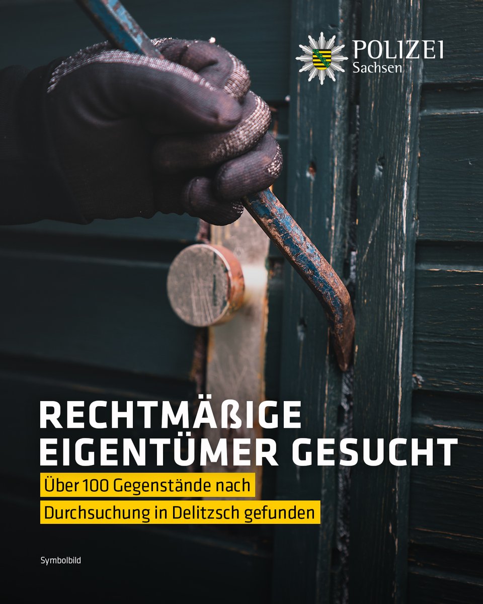 PolizeiSachsen's tweet image. Bei einer Durchsuchung am Ostersonntag in #Delitzsch wurden über 100 Gegenstände aufgefunden, die mutmaßlich gestohlen wurden.  
Gehören ein oder mehrere Gegenstände Ihnen? 

Weitere Infos der Polizeidirektion #Leipzig: medienservice.sachsen.de/medien/news/10…