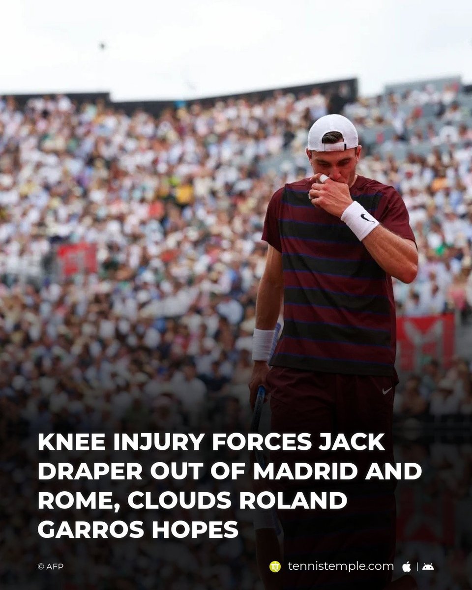 tennistemple_en's tweet image. Jack Draper's Injury Struggles Persist: Knee Issue in Barcelona Leads to Madrid and Rome Withdrawals – Will He Reach Roland Garros? #ATPMasters1000 #Draper #GrandSlam #RolandGarros #Rome

🎾 w.tennistemple.com/2dAFx