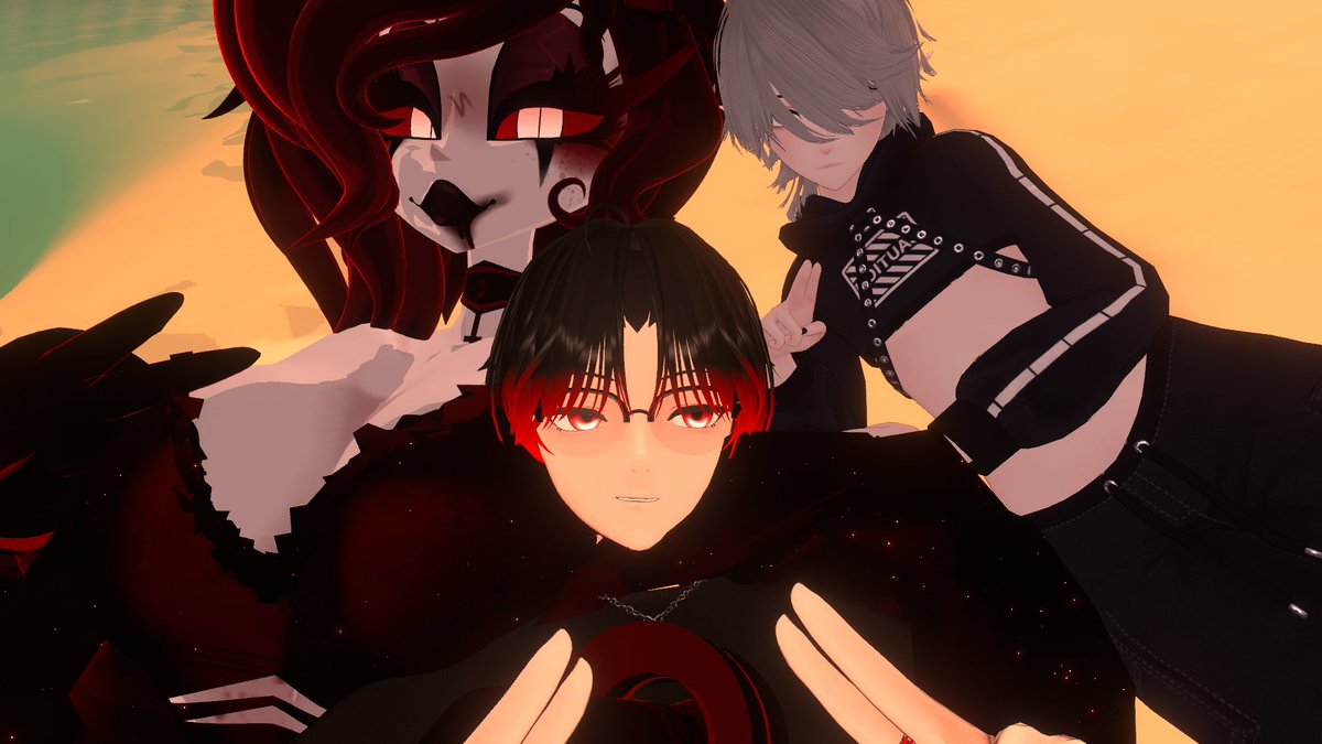 august_kitty's tweet image. #vrc #avatars #friends just a cute photo of me and my VR-kids