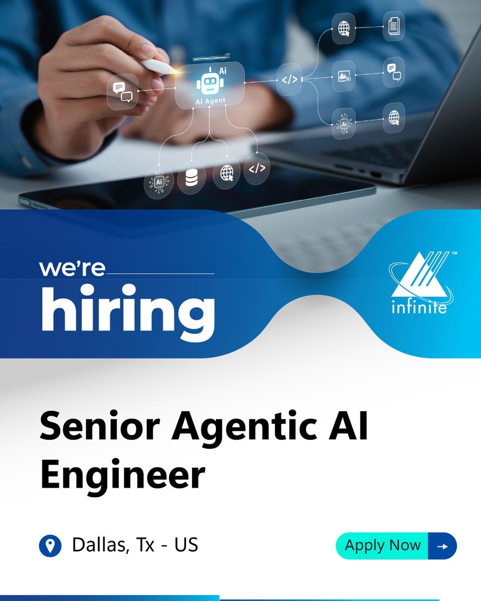 InfiniteOFCL's tweet image. 📢 We’re hiring AI professionals who can turn ideas into real business outcomes.

Build production-grade AI agent systems on our GenAI platform - from concept to cloud, with real ROI.

🔗Apply now: lnkd.in/dwcgb6Z8

#Hiring #AI #GenAI #AIAgents #InfiniteComputerSolutions