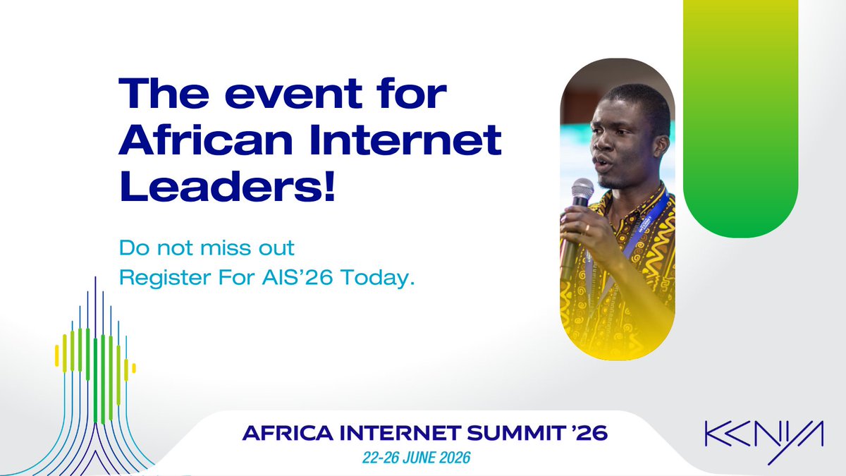 AfNOGWorkshops's tweet photo. The AIS’26 provides a platform where African governments and global stakeholders meet to benchmark issues on Internet policy, Internet governance, ICT4D, Internet access and technical capacity building. Register to join us online>>  https://t.co/Vh46ZwMzRg @TESPOK_KENYA https://t.co/kZvxsWrMqc