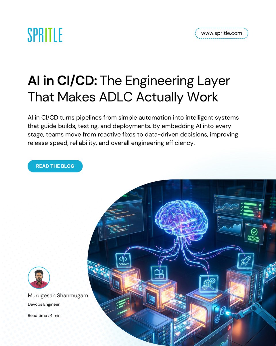 This is what makes ADLC actually work in the real world

If your pipelines are still static, your AI strategy is incomplete

🔗 spritle.com/blog/ai-in-ci-…

#AI #CICD #ADLC #SoftwareDevelopment #DevOps #AIDevelopment #EngineeringLeadership