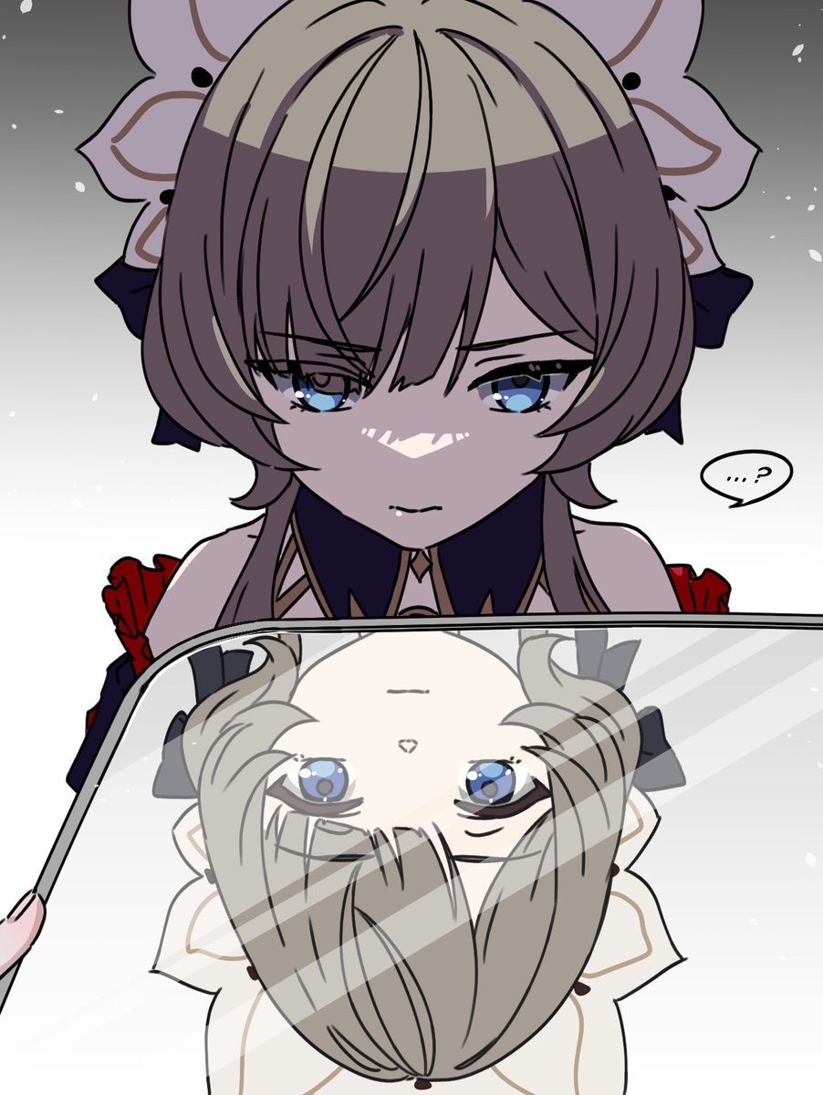 KokaIdoya's tweet image. ：哥倫比婭妳幹嘛？這鏡子是什麼意思？
：呵呵～桑多涅果然很可愛～
：蛤？蛤啊？？？？？？////////////

#Sandrone #桑多涅 #サンドローネ #GenshinImpact #原神 #FatuiHarbingers #GenshinMeme