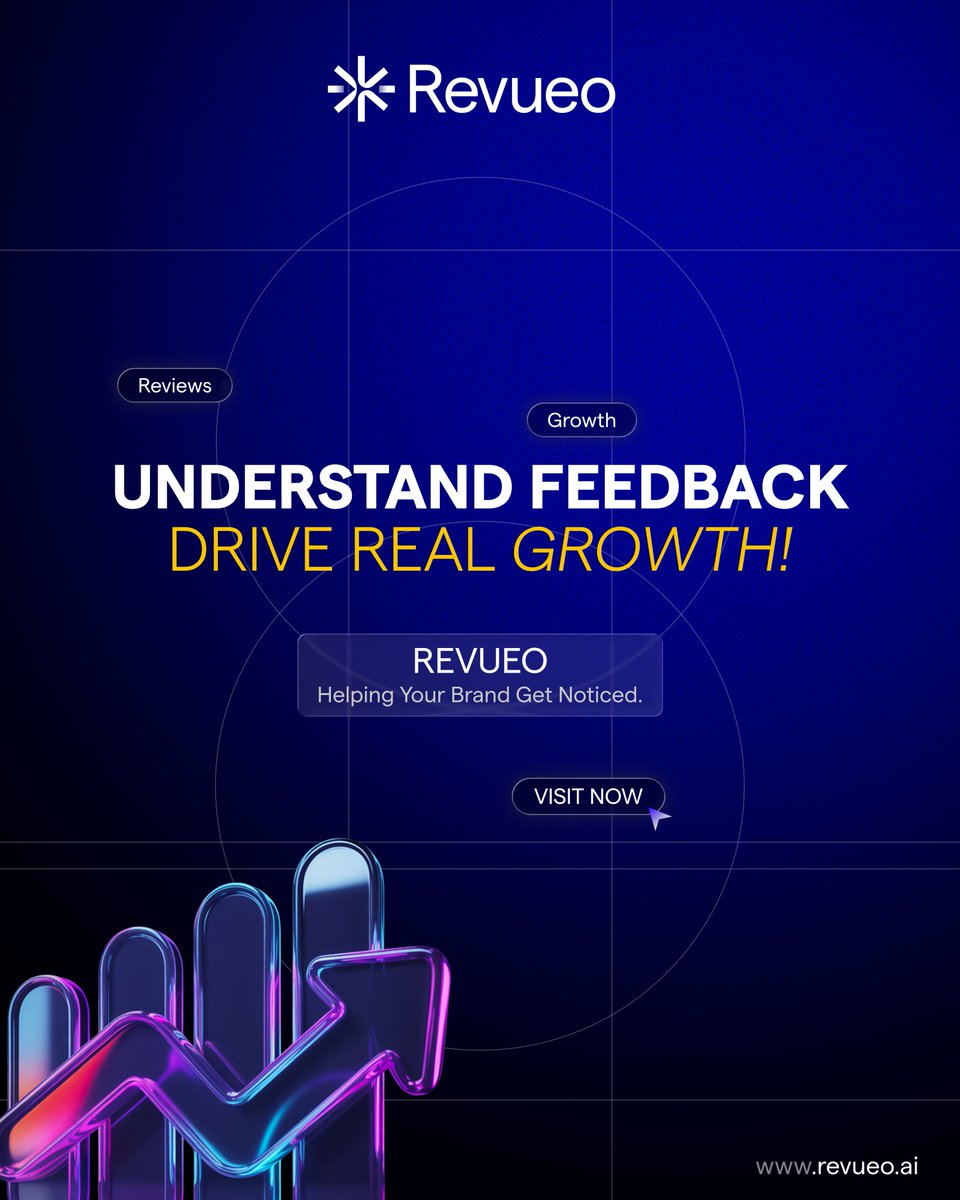 Revueoai's tweet image. Turn Feedback → Growth

Feedback shows what matters.
Clear insights boost visibility and help your brand grow.

#RevueoGrowth #FeedbackInsights #BrandVisibility