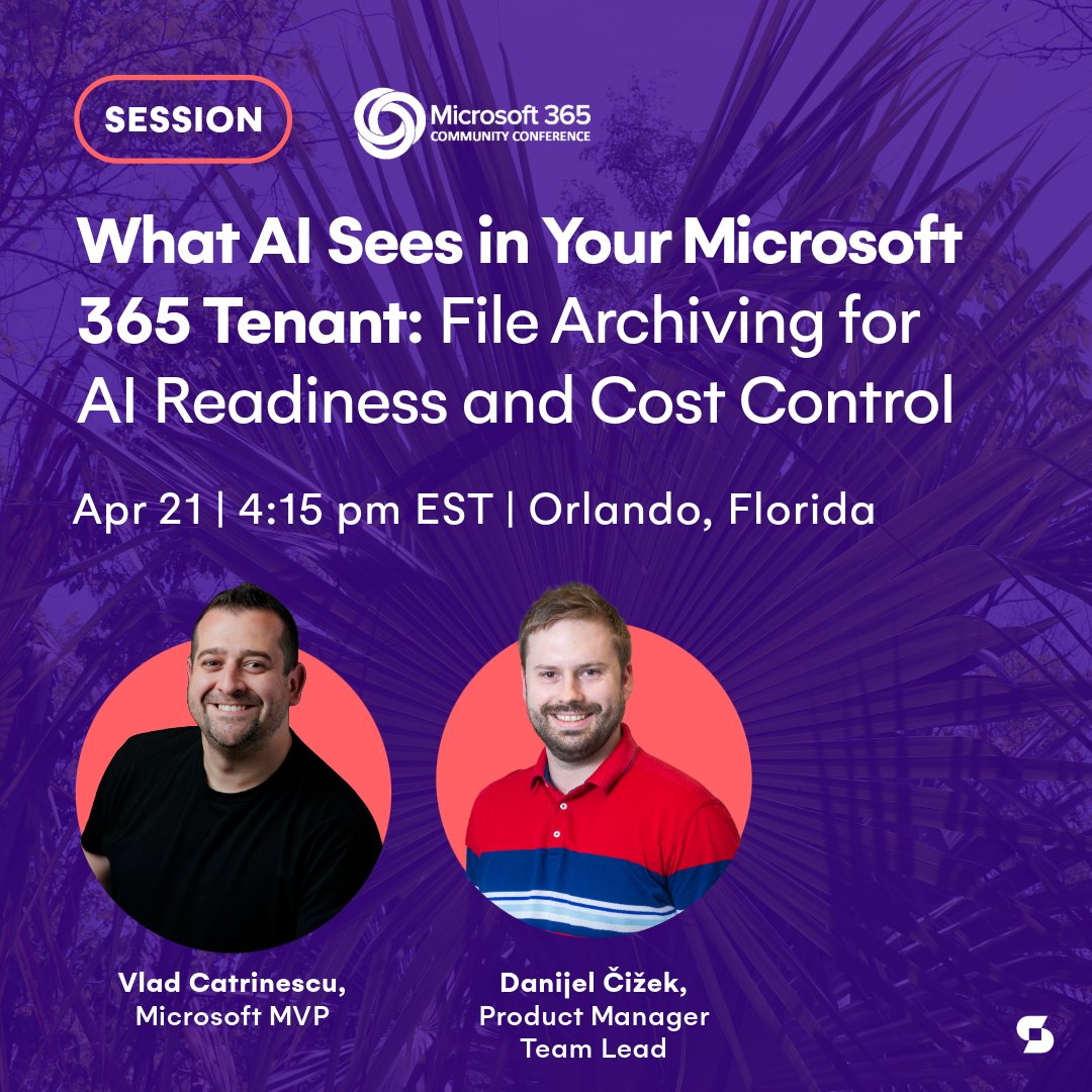 SyskitTeam's tweet photo. @M365CONF👋

If you’re in Orlandotoday, come catch @vladcatrinescu and Danijel Čižek talking about what AI sees in your tenant and how your ROT data turns into an AI tax.

Our team will be here until Thursday so swing by our booth and take on our visibility challenge! 💜 https://t.co/o6IpnSbh7E