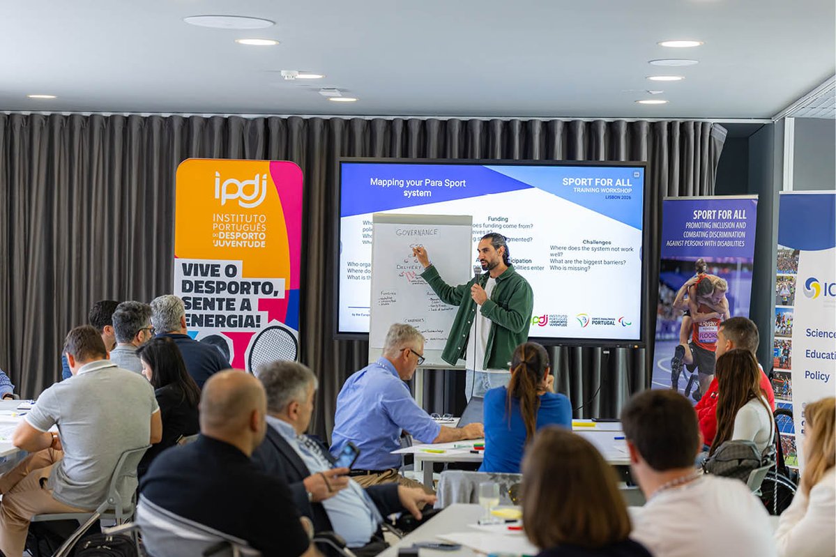 IPDJ_IP's tweet image. Lisboa acolhe o #SportForAll Training Workshop (21–23 abril), iniciativa do @CoE_Sports e União Europeia dedicada à promoção da inclusão no desporto. Em Portugal, o projeto é desenvolvido pelo IPDJ, em colaboração com o Comité Paralímpico de Portugal 🏅🤝