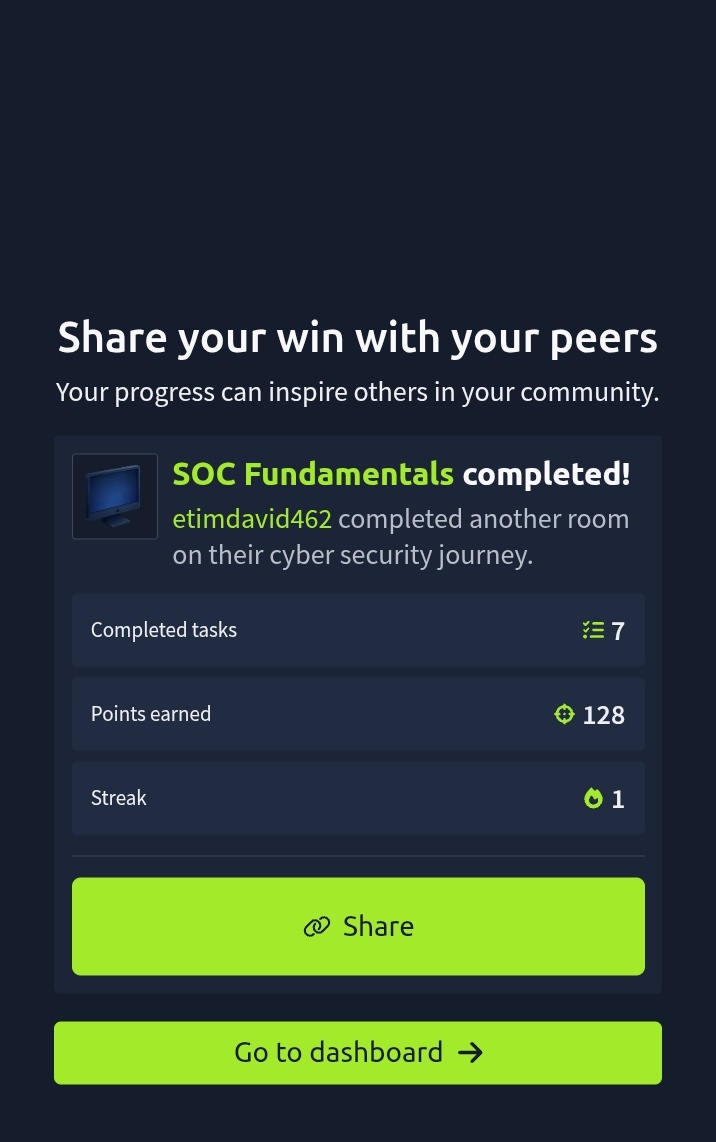 DavidEtim2654's tweet image. You thought I quit? Jokes on you.
Day 27–30 of becoming a SOC Analyst
Finished networking basics and moved on to building a roadmap for my SOC journey.
Studied SOC fundamentals, the pillars of a SOC analyst, and the 5 W’s of the alert triangle.
Hands-on labs completed.”
#BlueTeam