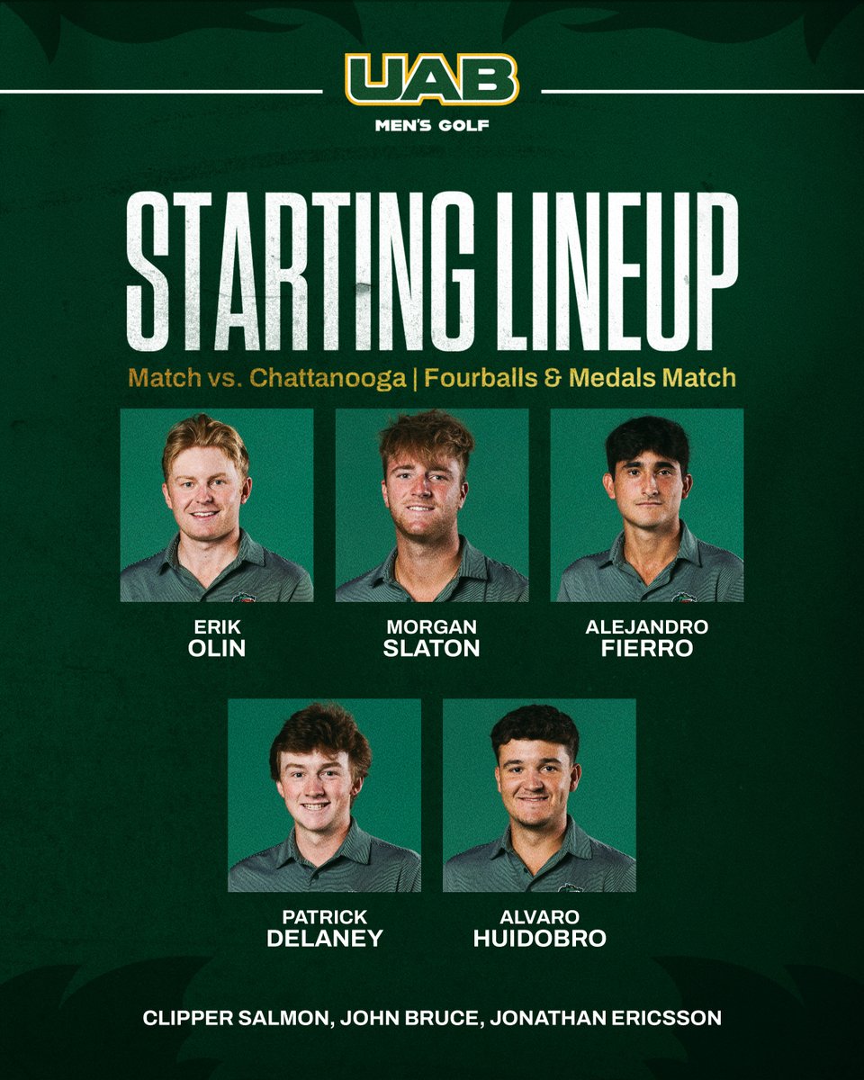 UAB_MGOLF's tweet image. Your lineup vs. Chattanooga at The Ledges

Live Scoring: 📊 bit.ly/4mE5XBC

#WinAsOne