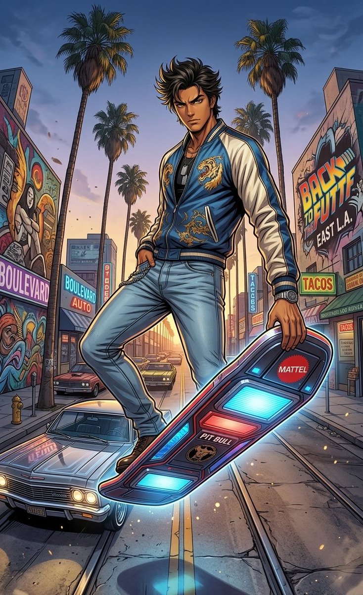 wh1s80's tweet image. Back to the Futureは傑作だよね🎥
あのスケートボードはまだかな🛹

プロンプトお借りしました🙏✨

＃BacktotheFuture
＃Skateboard