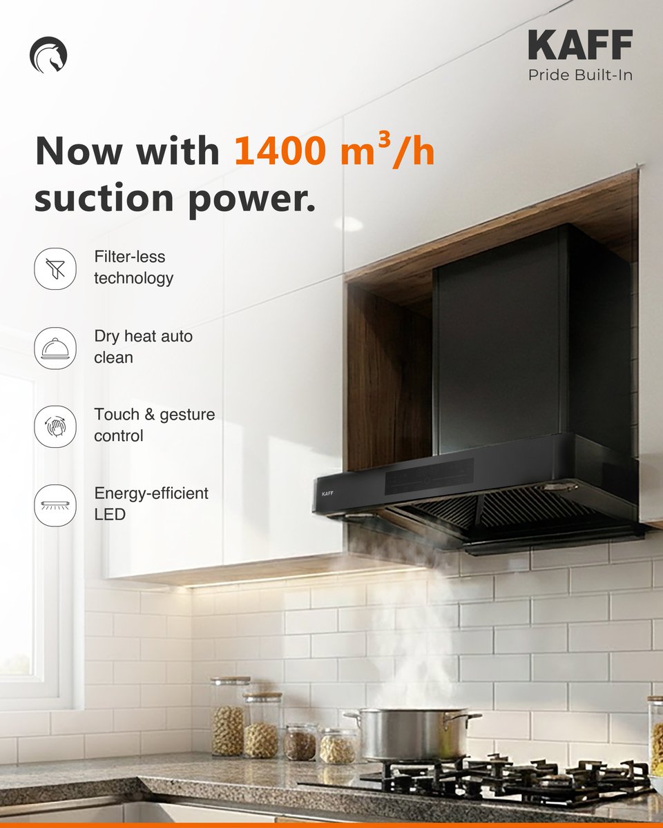 kaffindia's tweet image. Cook without compromise. Breathe without effort.

Upgrade to the XPRO 60 Filterless Chimney—1400 m³/h suction, auto-clean tech &amp;amp; sleek matt black design.

Modern cooking, redefined.

 kaff.in/products/xpro-…

#Kaff #SmokeFreeKitchen #SmartKitchen