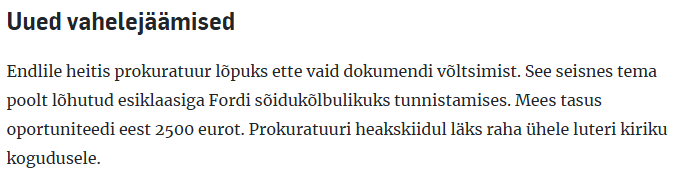 MihkelMeier's tweet photo. Sain täna teada, et prokuratuur saab teha annetusi kirikule. Nagu siin üls kasutaja küsib "kas see on putsis" jah see on üli putsis. Juhil on kõrge palk + korter + hüved+ auto koos juhiga. Tegemist on MTÜ-ga kes saab riigilt veel erisoodustust. https://t.co/OdC07nUt74
