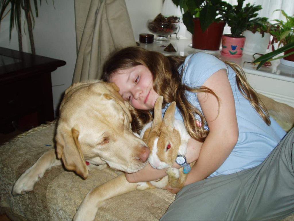 This was me with my best pal and my first rabbit 🥺