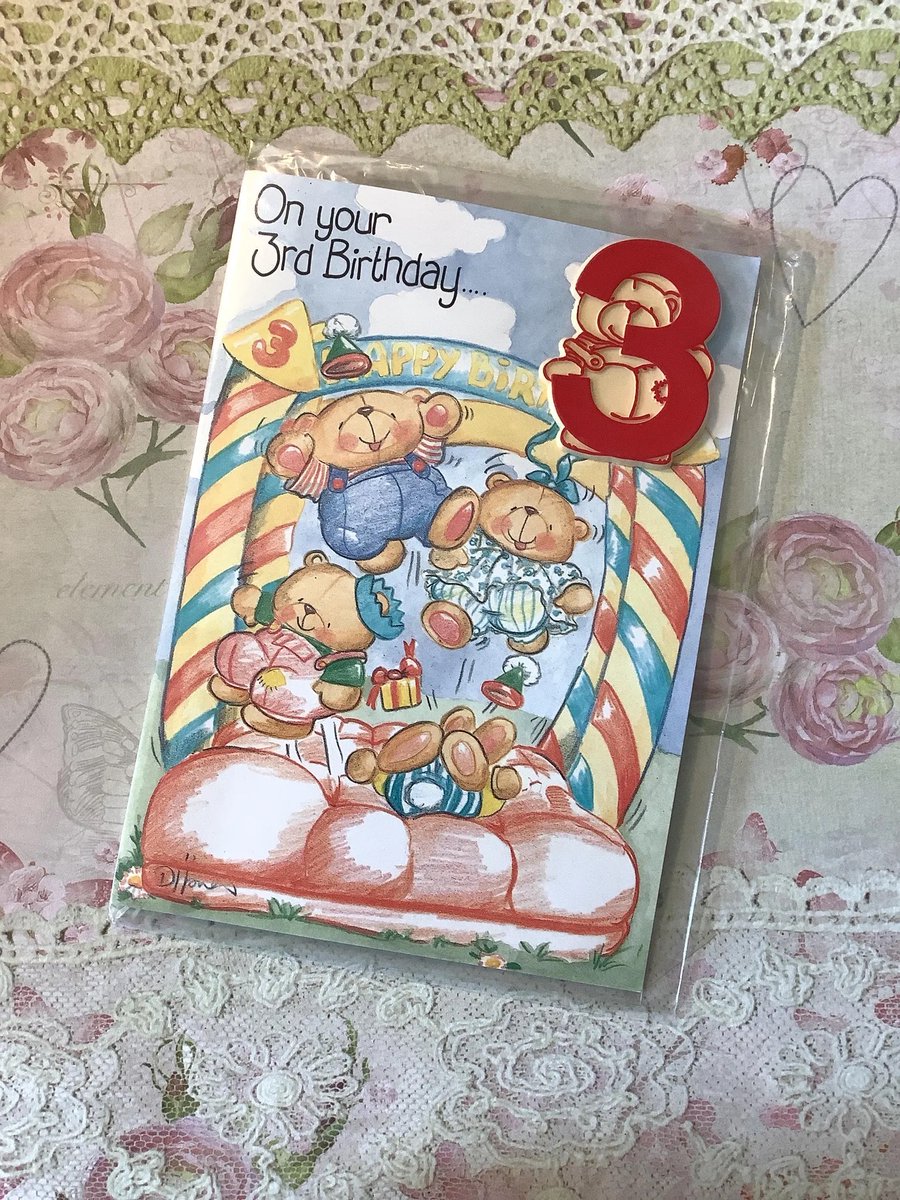 WatsonsVintage's tweet image. NEW LISTING and Only ONE Available! RARE Vintage Circa 1990s Forever Friends 3rd Birthday Badge Card Designed by Deborah Jones - ADORABLE Teddy Bears on a Bouncy Castle Design etsy.me/48H9dXa via @Etsy #VintageCards #BirthdayCards #ForeverFriends #3rdBirthday