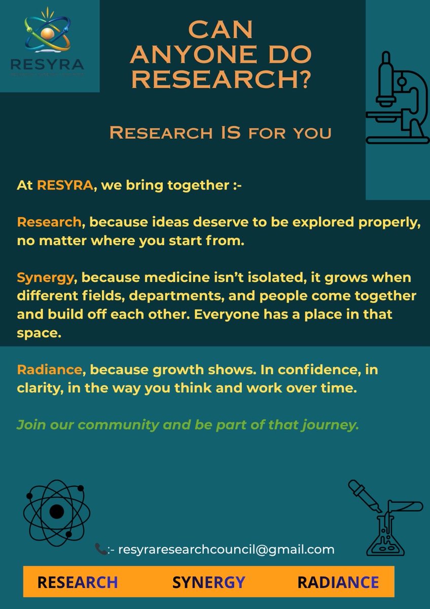 researchresyra's tweet photo. Research isn’t reserved for experts or “naturally gifted” people. It starts with curiosity, grows through collaboration, and turns into confidence over time. At RESYRA, we believe anyone can begin. 🔬✨Save the post and follow us for more related content. https://t.co/tctMzXqEaU