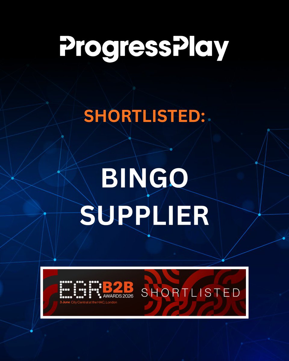 progressplay_'s tweet photo. We’re proud to be shortlisted for Bingo Supplier at the EGR B2B Awards 2026 🎉
This recognition highlights our continued focus on delivering high-performing, innovative bingo solutions that drive real value for our partners.

#EGRAwards #Bingo #iGaming #ProgressPlay https://t.co/aQxzKFOXrb