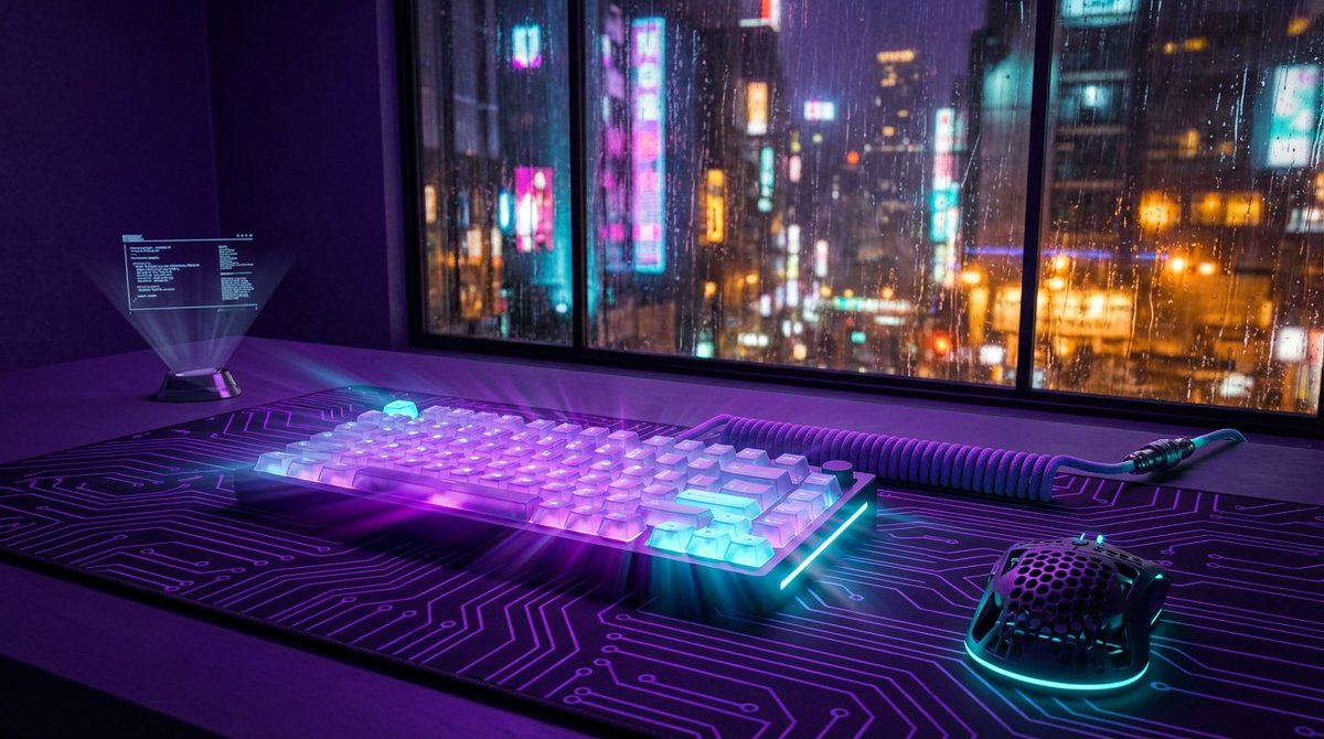 J62154229's tweet image. Where neon meets transparency. This is the ultimate cyberpunk romance. 💜📷💙
Which one belongs on your dream setup?#GamingSetup #RGB #Keycaps #Cyberpunk2077 #Vibe