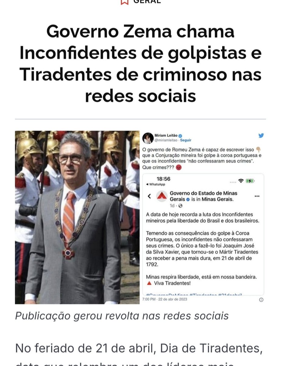 O 21 de abril de Romeu Zema