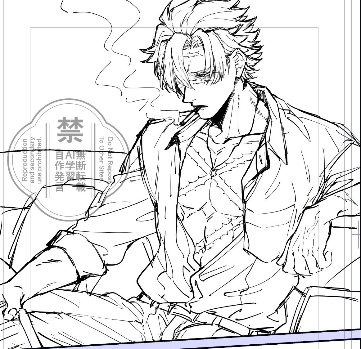 さねげん現パロ原稿も少しずつ進めてる　煙草吸ってる🍃が見たいので描く...楽しい...