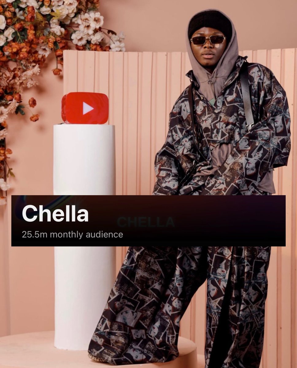 NatureT9's tweet photo. Did you know that Chella's YouTube monthly audience is larger than that of Wizkid, Burna Boy, Flavour, and Phyno? https://t.co/TTypjOnN3s