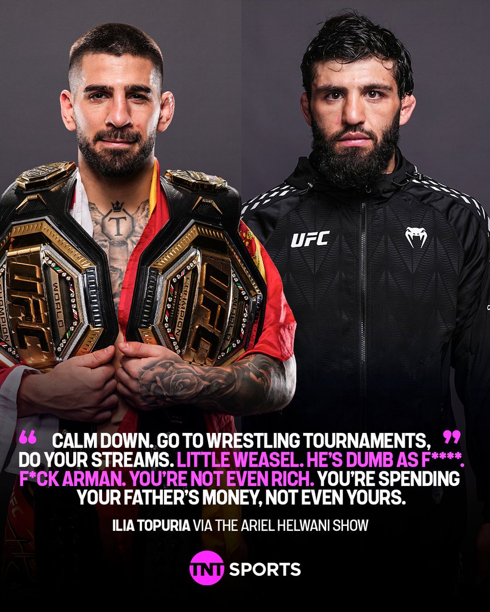 ufcontnt's tweet image. Ilia Topuria did NOT hold back when talking about Arman Tsarukyan on the Ariel Helwani Show 😳

#UFC #MMA