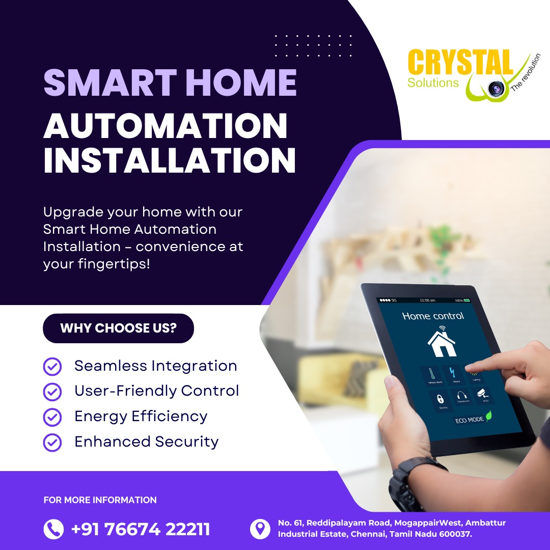 CrystSolution's tweet image. 🏠✨ CRYSTAL TAL SOLUTIONS ✨🏠
📲 Smart Home Automation Installation
💡 Upgrade Your Home – Convenience at Your Fingertips!
🚀 Step Into the Future with Smart Living
Control your entire home with just a tap! 📱
📍 Chennai – 600037
📞 +91 76674 22211
#SmartHome #HomeAutomation