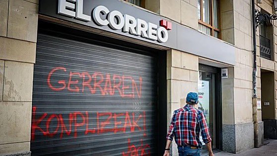JHurtadoGV's tweet photo. 🔴 Condeno firmemente las pintadas contra las sedes del Grupo Vocento y la Cadena SER en Euskadi.

La libertad de prensa es un pilar fundamental de la democracia y no puede ser atacada ni intimidada. Defenderla es responsabilidad de todos y todas. https://t.co/6vGOzkmsde
